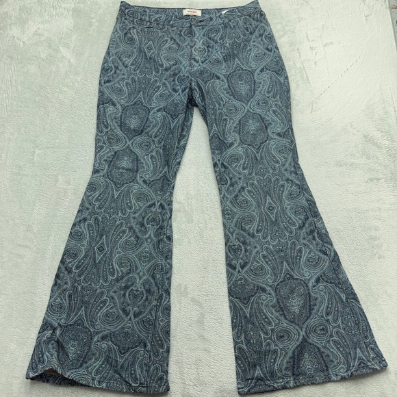 Wrangler Denim - Wrangler Jeans Womens 14 Blue Paisley High-Rise Fierce Flare Stretch Denim Pants